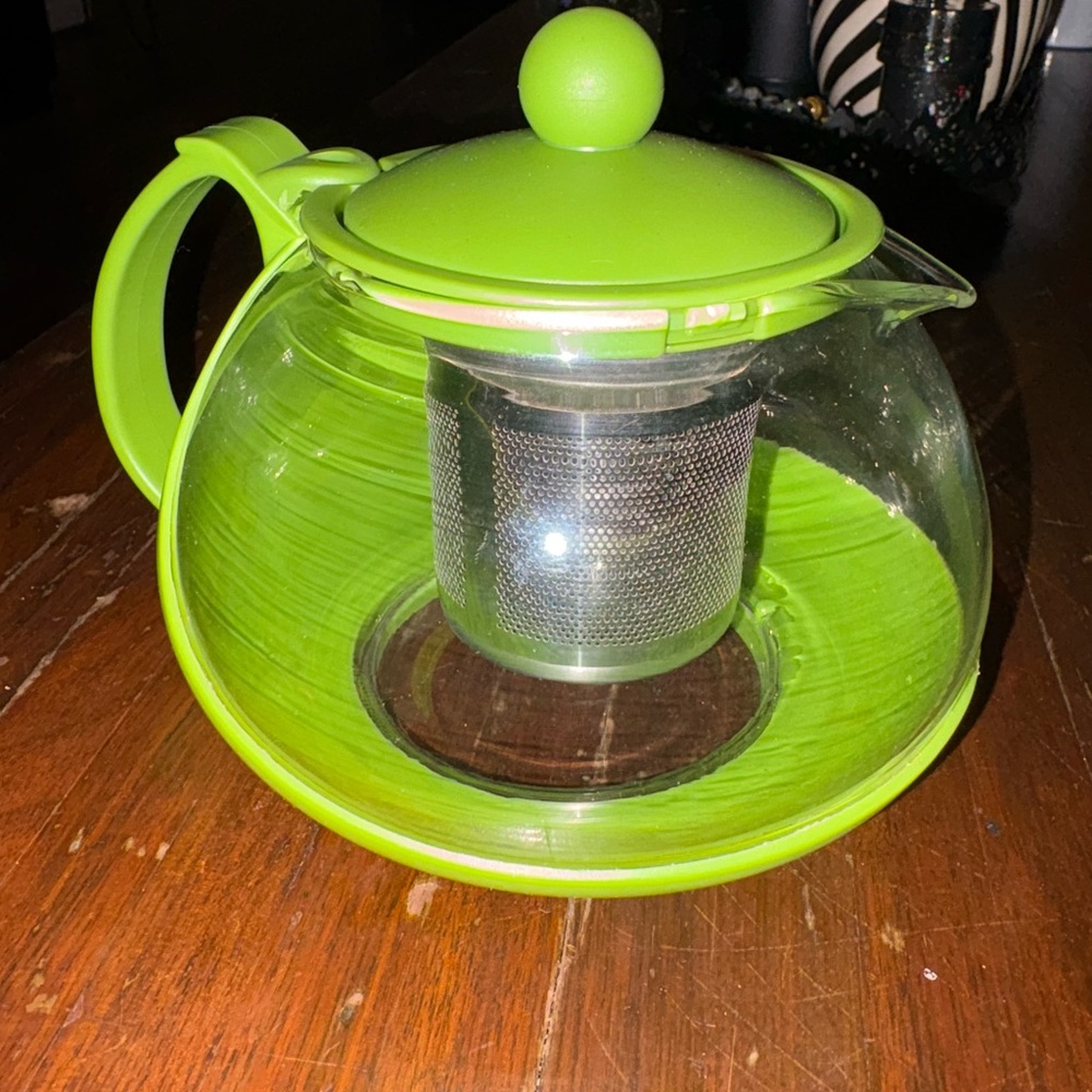 Green Glass Teapot with Infuser